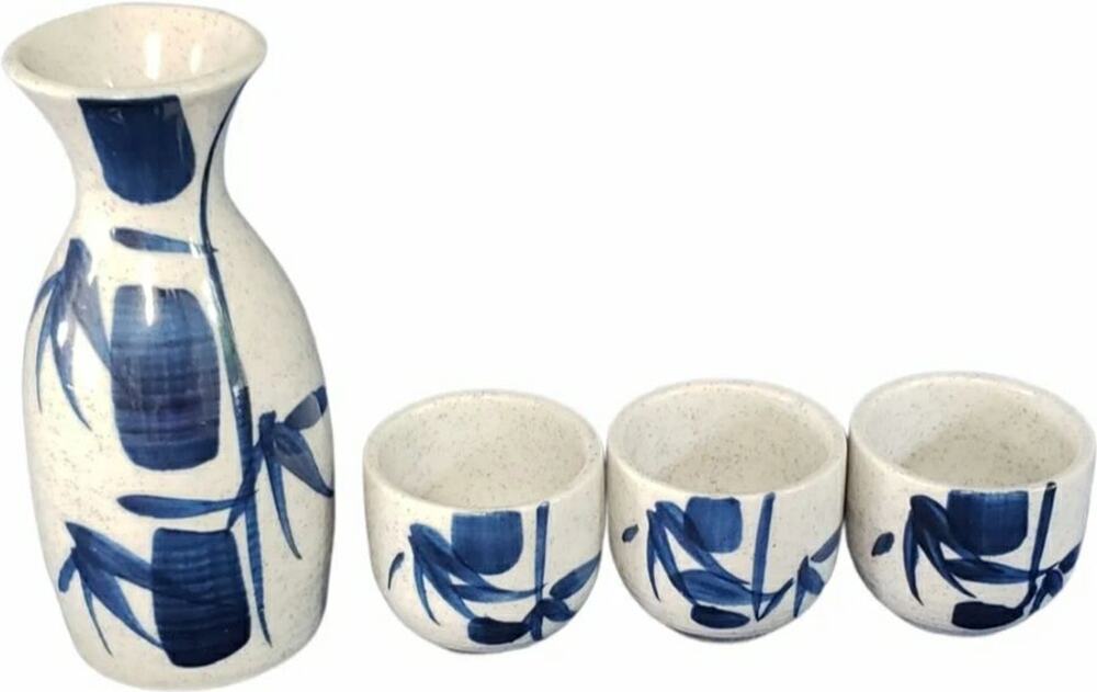 Disney Epcot Japanese Blue Sake Set - 1 5 oz. Container & 3 1 oz. Shot Cups